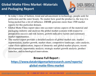 Global Matte Films market