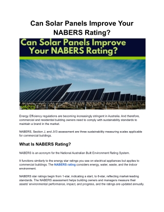 Can Solar Panels Improve Your NABERS Rating?