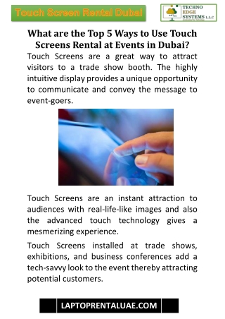 What are the Ways to Use Touch Screens Rental at Events in Dubai?