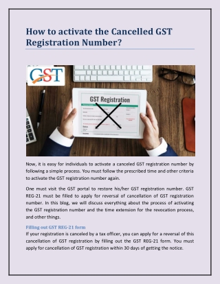 How to activate Cancelled GST Registration Number