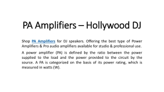 PA Amplifiers - Hollywood DJ