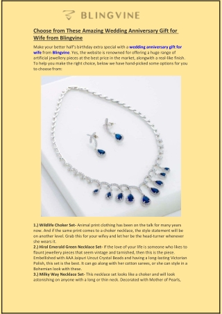 Choose from These Amazing Wedding Anniversary Gift for Wife from Blingvine