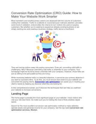 Conversion Rate Optimization - Performance Based LLC
