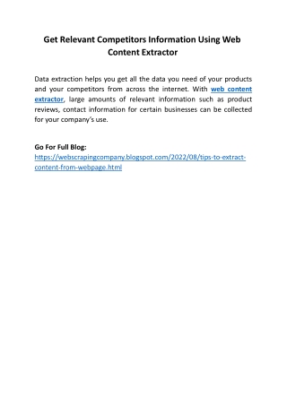 Web Content Extractor to Get Effective Online Results in Business