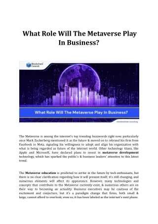 What Role Will The Metaverse Play In Business ?