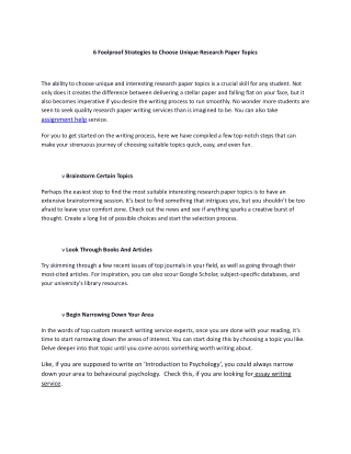6 Foolproof Strategies to Choose Unique Research Paper Topics