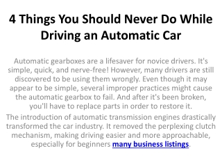 4 Things You Should Never Do While Driving an Automatic Car
