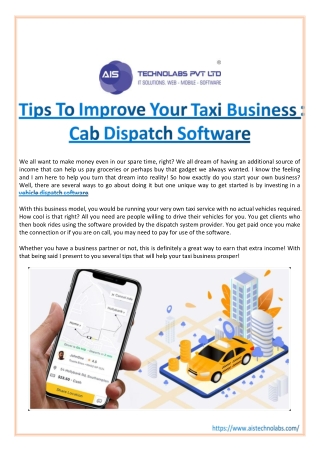 Tips To Improve Your Taxi Business Cab Dispatch Software
