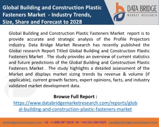 Global Building and Construction Plastic Fasteners Market