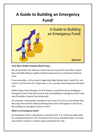 A Guide to Building an Emergency Fund!