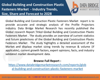 Global Building and Construction Plastic Fasteners Market