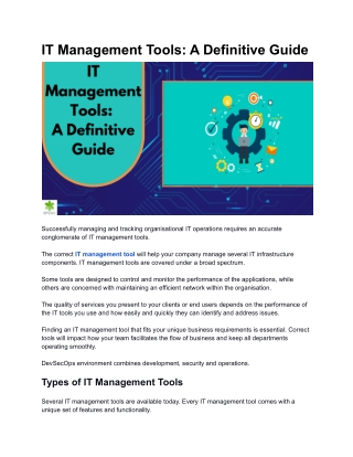 IT Management Tools: A Definitive Guide