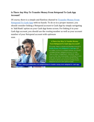 Is There Any Way To Transfer Money From Netspend To Cash App Account?