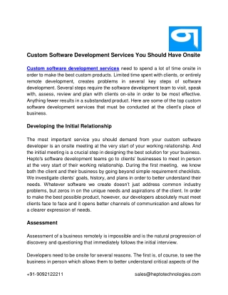 Custom Software Development Services You Should Have Onsite