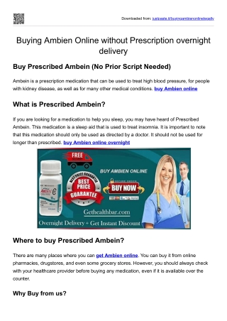 Buying Ambien Online without Prescription overnight delivery