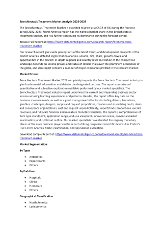 Bronchiectasis Treatment Market Size Outlook Analysis 2022-2029