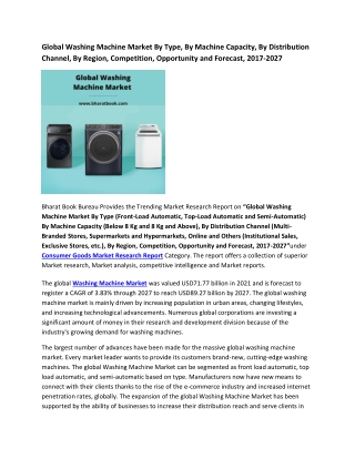 Global Washing Machine Market Research Report 2017-2027