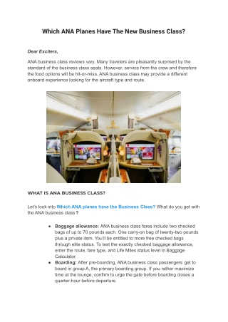 Which ANA Planes Have The New Business Class?
