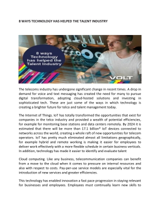 8 ways Technology has helped the Talent Industry  - Volt Singapore