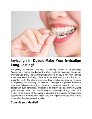 Invisalign in Dubai  Make Your Invisalign Long-Lasting