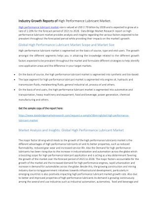 Get to Know about Market Segmentation, Application Analysis, of High Performance