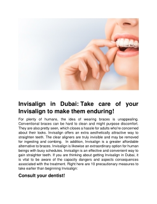 Invisalign in Dubai Take care of your Invisalign to make them enduring