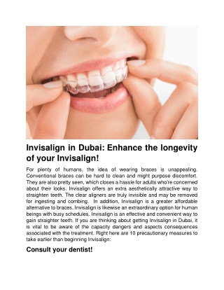 Invisalign in Dubai Enhance the longevity of your Invisalign