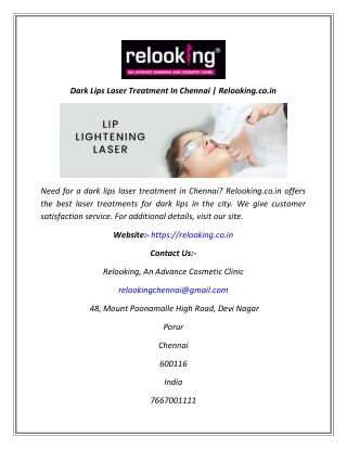 Dark Lips Laser Treatment In Chennai  Relooking.co.in