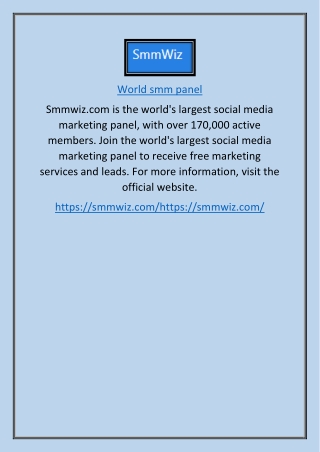 World Smm Panel | Smmwiz.com