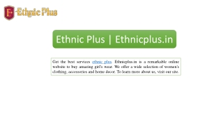 Ethnic Plus | Ethnicplus.in