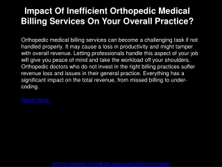 Impact Of Inefficient Orthopedic Medical Billing Services On Your Overall Practice