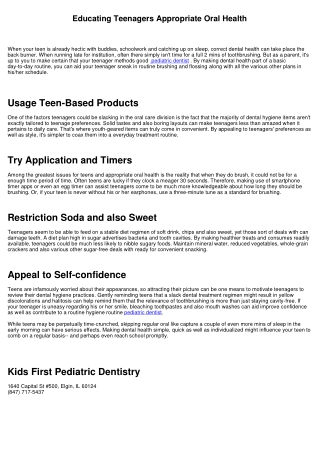 Instructing Teenagers Appropriate Dental Hygiene