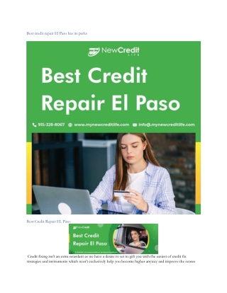 Best credit repair El Paso has its perks