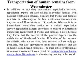 transportation of human remains from Westminster