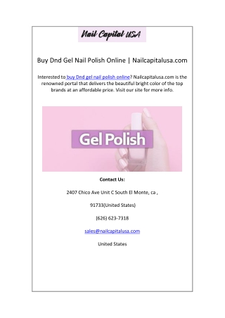 Buy Dnd Gel Nail Polish Online | Nailcapitalusa.com