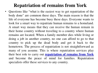 Repatriation of remains from York