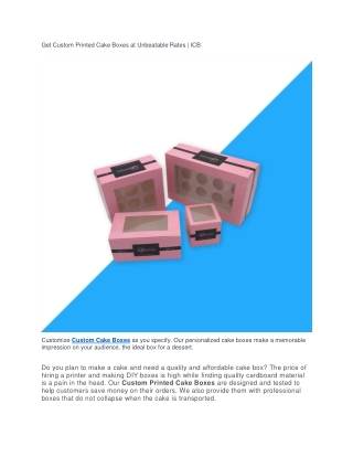 Get Custom Printed Cake Boxes at Unbeatable Rates | ICB