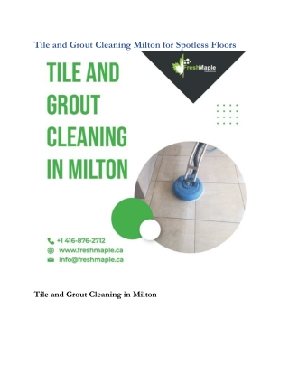 Tile and Grout Cleaning Milton for Spotless Floors