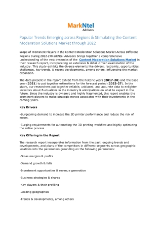 Global Content Moderation Solutions Market Research Report: Forecast (2022-27)