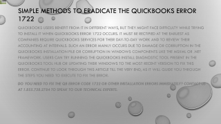 Step by step guide to resolve QuickBooks Error 1722 instantly