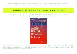 DOWNLOAD FREE Auditory Effects of Microwave Radiation [PDF EPuB AudioBook Ebook]
