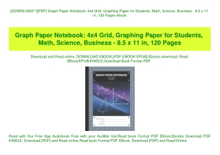 [DOWNLOAD^^][PDF] Graph Paper Notebook 4x4 Grid  Graphing Paper for Students  Math  Science  Business - 8.5 x 11 in  120