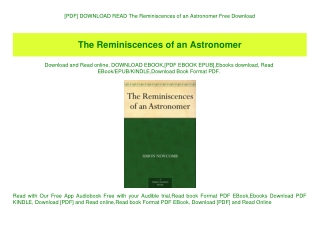 [PDF] DOWNLOAD READ The Reminiscences of an Astronomer Free Download