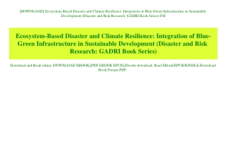 [DOWNLOAD] Ecosystem-Based Disaster and Climate Resilience Integration of Blue-Green Infrastructure in Sustainable Devel