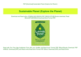 PDF [Download] Sustainable Planet (Explore the Planet) (E.B.O.O.K. DOWNLOAD^