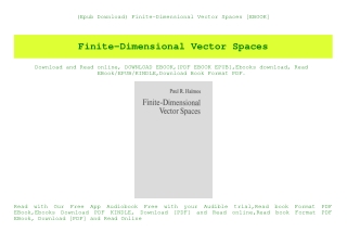 (Epub Download) Finite-Dimensional Vector Spaces [EBOOK]