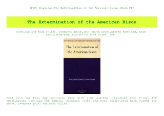 [PDF] Download The Extermination of the American Bison eBook PDF