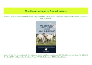 (READ)^ Wortham Lectures in Animal Science Read Online