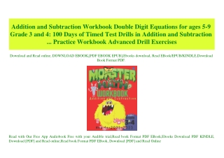 PDF) Addition and Subtraction Workbook Double Digit Equations for ages 5-9 Grade 3 and 4 100 Days of Timed Test Drills i