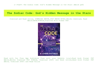 (P.D.F. FILE) The Zodiac Code God's Hidden Message in the Stars (Ebook pdf)